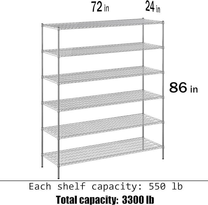 Regal Altair 24" Deep x 72" Wide x 86" Height Wire Shelving Kit | 6-Tier | NSF - Image 3
