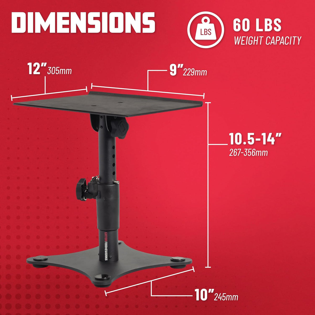 Gator Frameworks Desktop Studio Monitor and Speaker Stands with EVA Foam Padd...