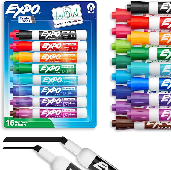 Expo Low Odor Dry Erase Markers Assorted Colors Chisel Tip by EXPO