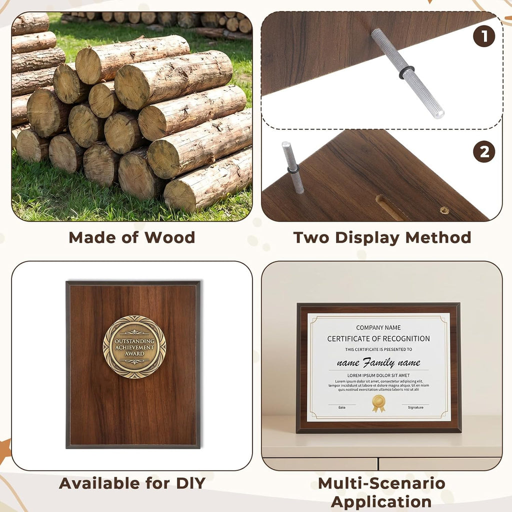 4 Pack 8x10 Inch Blank Plaque Walnut Wooden Plaque DIY Engraved Award Plaques for Thank You Photo Recognition Retirement Gift