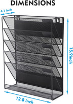 EASEPRES Magnetic File Organizer Mesh 6-Tier, Hanging Wall Mount File Organizer - Image 4