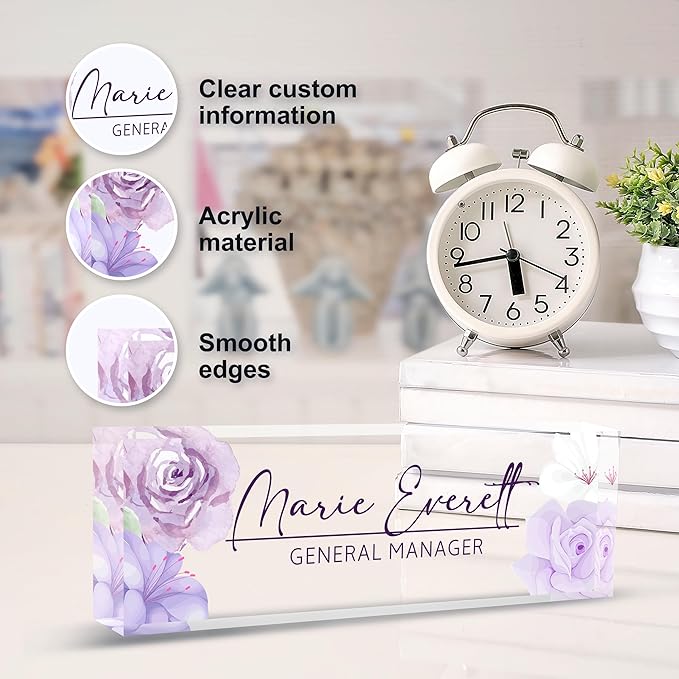 Personalized Name Plate for Desk, Custom Desk Name Plate, Acrylic Name Plate - Image 3