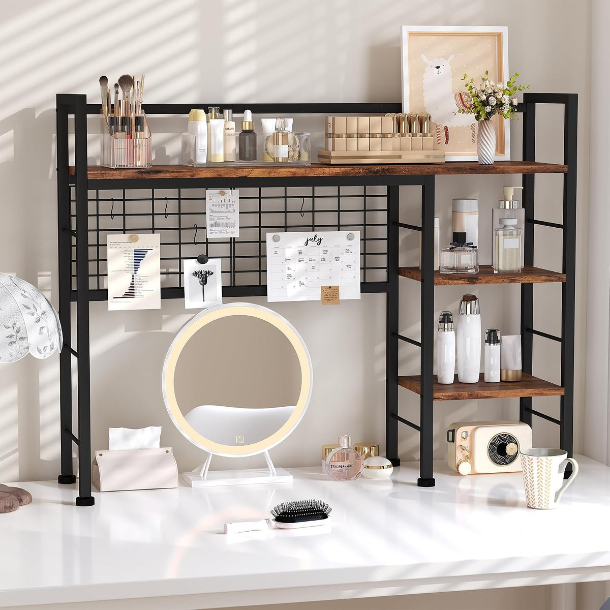 Desk Shelf,38.6" Desk Organizer Shelf,Wooden Desk Hutch for Computer Mon...