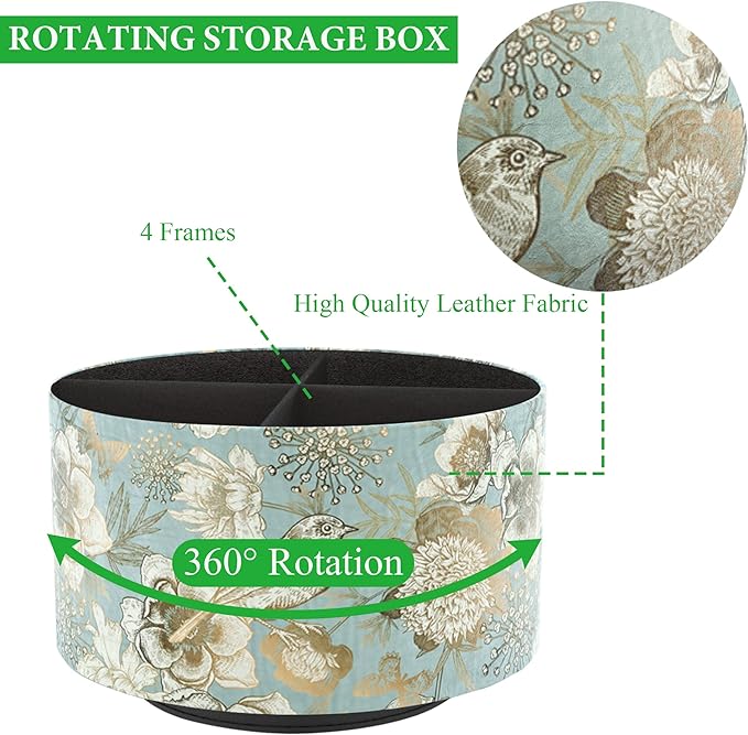 Hennaja Round Leather Art Supply Organizer, Remote Control Holder, 360 Degree - Image 3