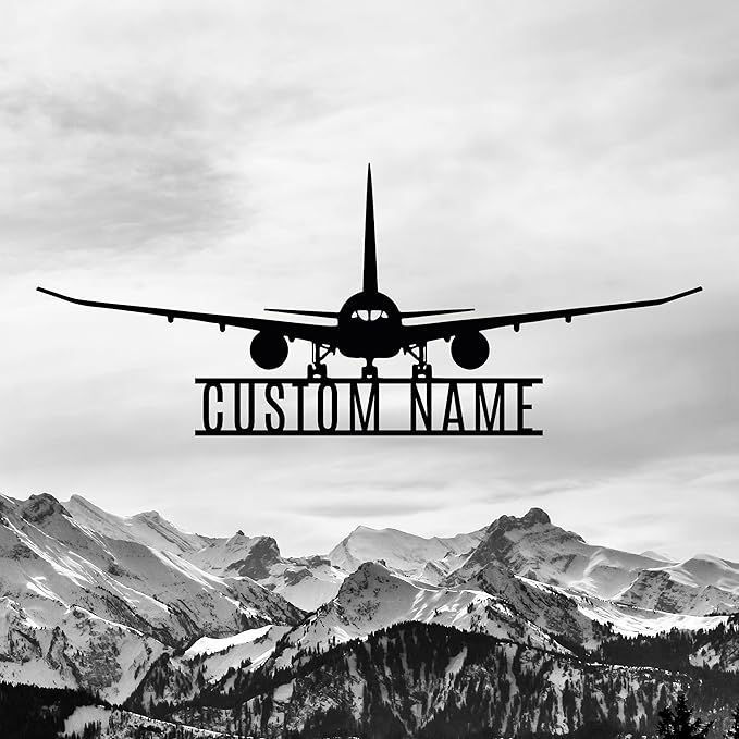 Personalized Metal Airplane Wall Art, Airplane Name Sign, Customized Pilot Name - Image 2