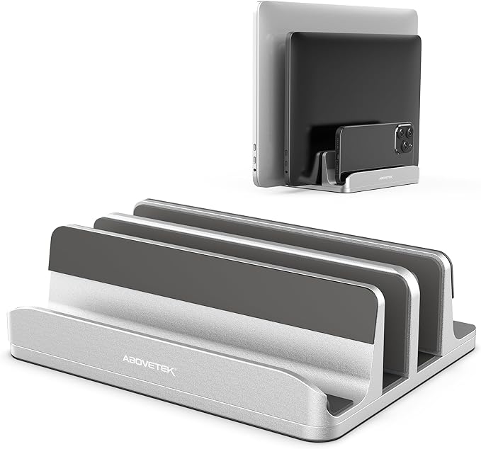 AboveTEK Vertical Laptop Stand, 3 Slots Aluminum Desk Laptop Holder & Laptop by AboveTEK