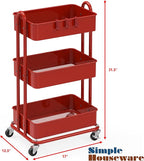 Simple Houseware 3-Tier Heavy Duty Metal Utility Rolling Cart - Image 6