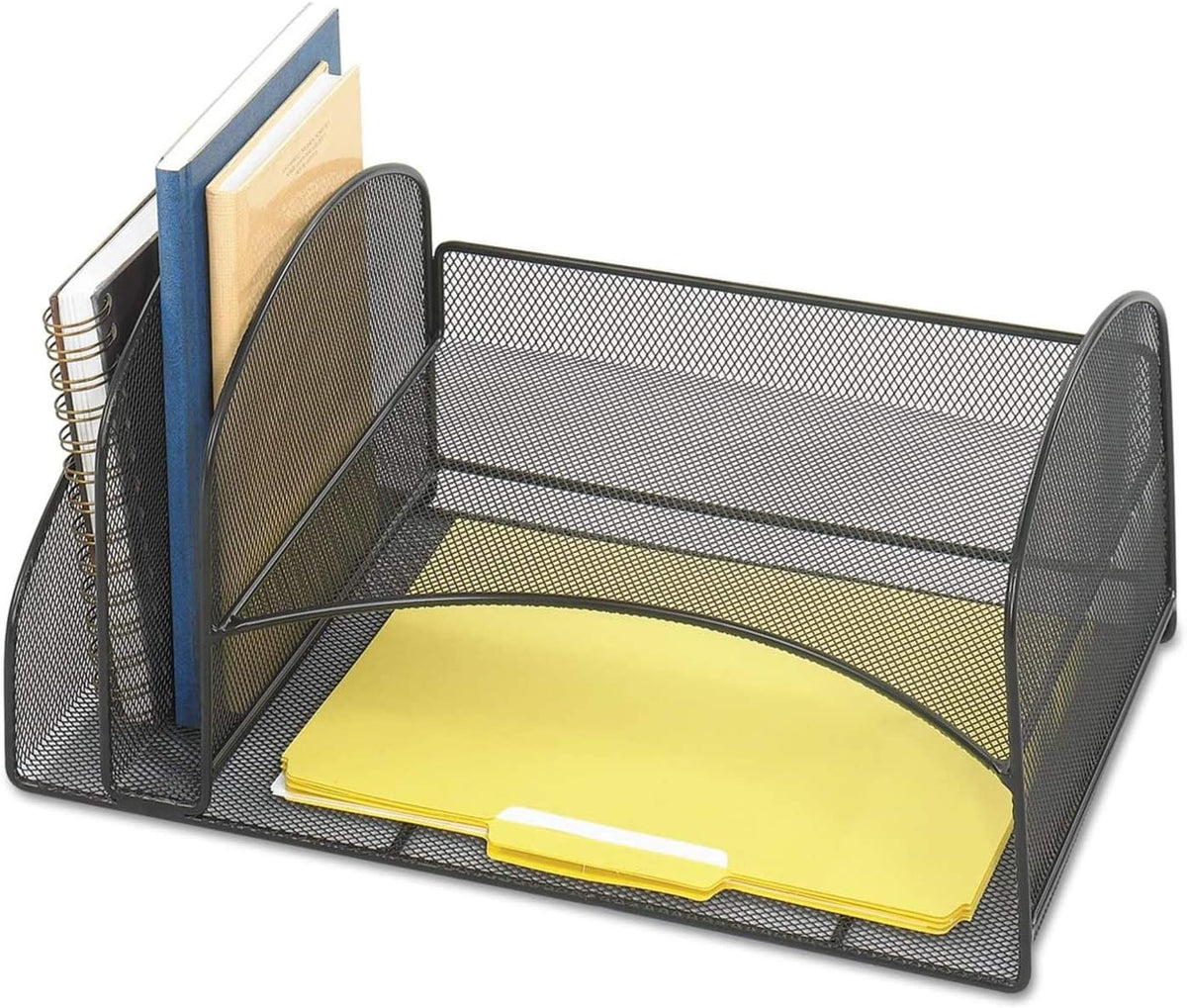 Safco 3264BL Onyx Mesh Desktop Organizer with 2 Vertical, 2 Horizontal Sectio...