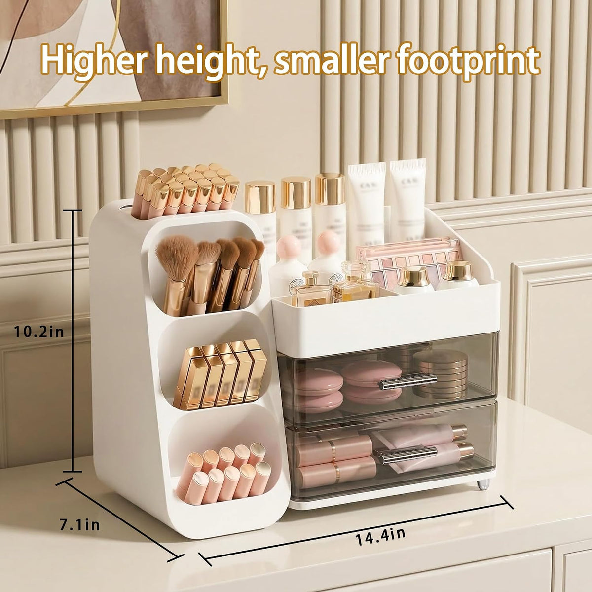 Large Capacity Makeup Organizer Countertop with Makeup Brush Holder for Vanit...
