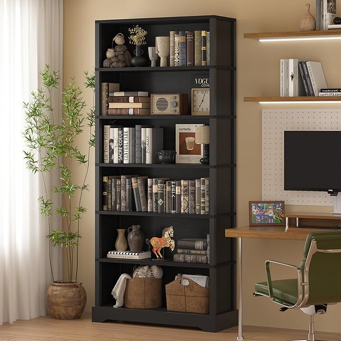 TVU 6-Tier Wooden Bookshelf, 77.2" Tall Farmhouse Style Open Bookcase, 31.5" W - Image 8