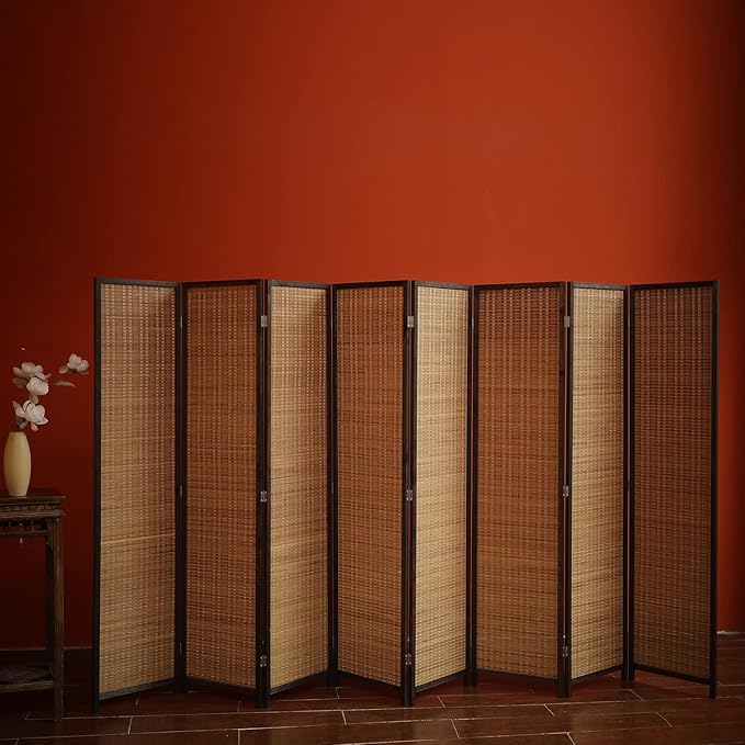 Furnnylane 8 Panel Bamboo Room Divider and Folding Panel Screen, Bamboo Panel by Furnnylane