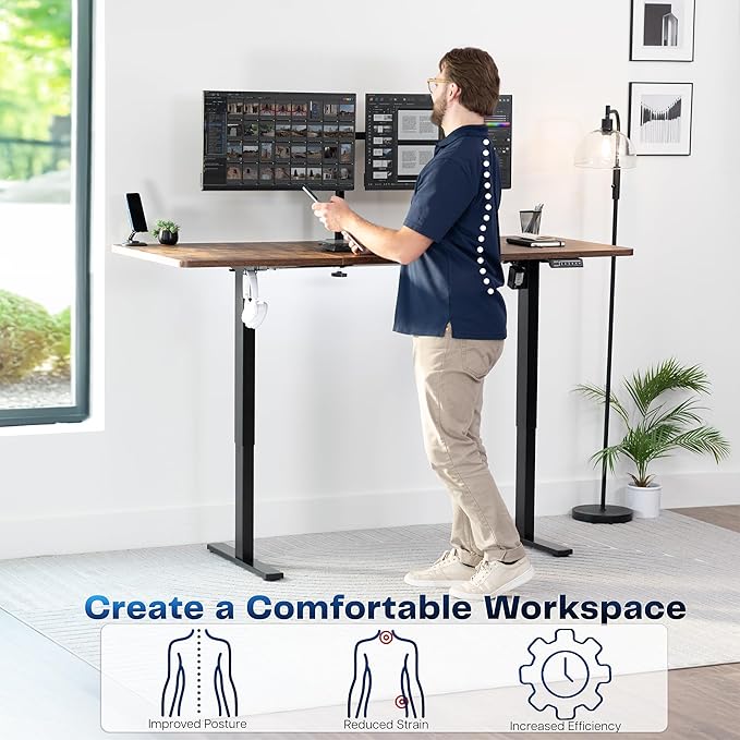 VIVO Electric 71 x 30 in Rustic Standing Desk, Memory Height Adjustment - Image 4