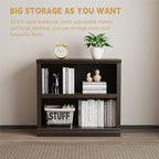blini 2-Shelf Bookcase Wooden Bookshelves 33in Wide Floor Standing Display - Image 6