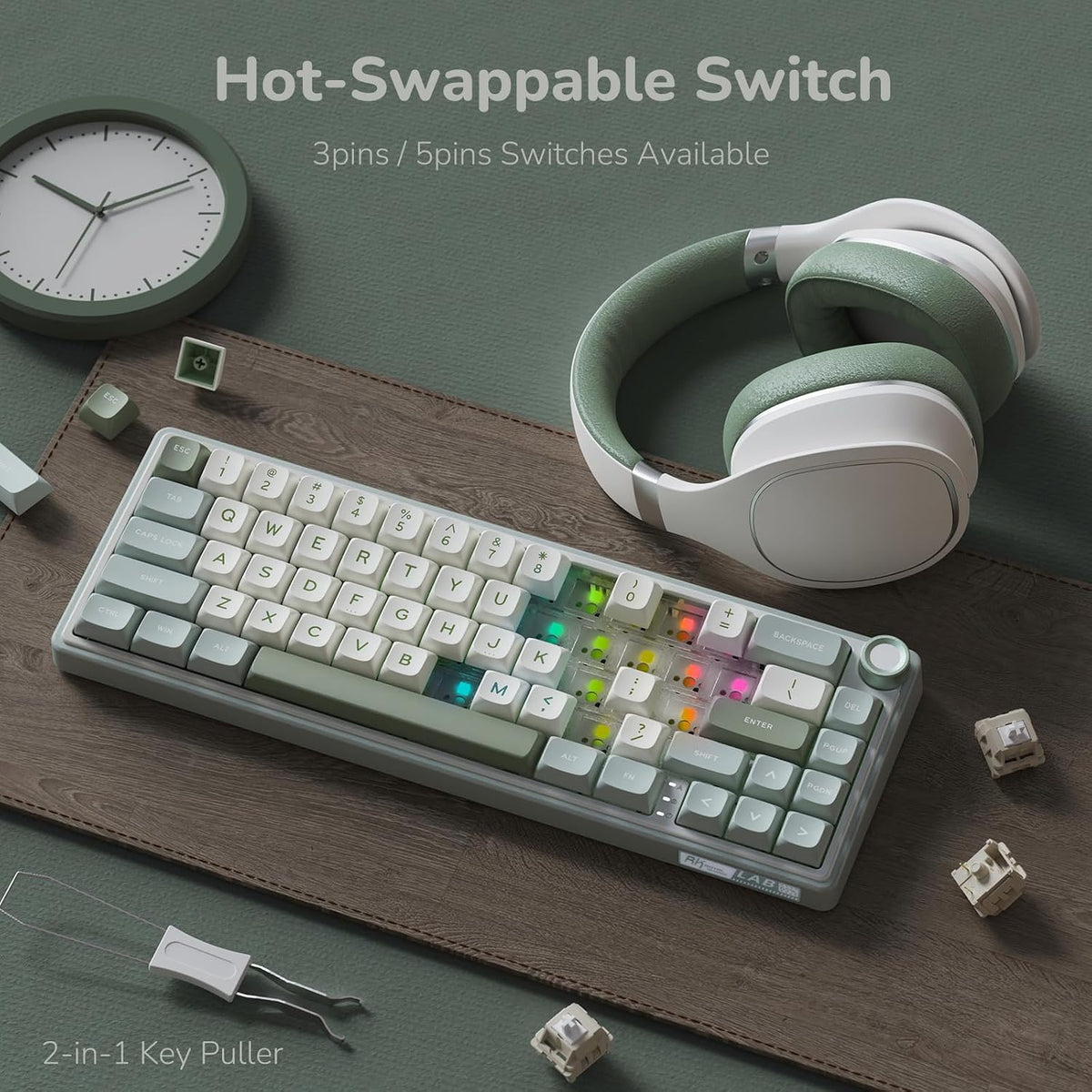 RK ROYAL KLUDGE R65 Wired Mechanical Keyboard, 60% Percent Creamy Gaming Keyb...