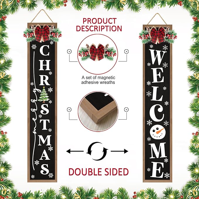 Double-sided Merry Christmas Wooden Sign Stand - Image 5
