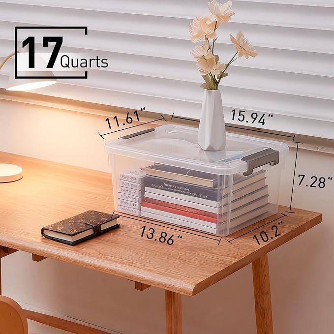 Citylife 6 Packs 17 QT Plastic Storage Bins - Image 2