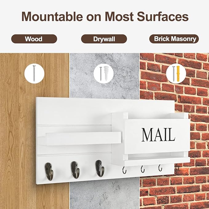 Lwenki Mail Organizer for Wall Mount – Key Holder - Image 7