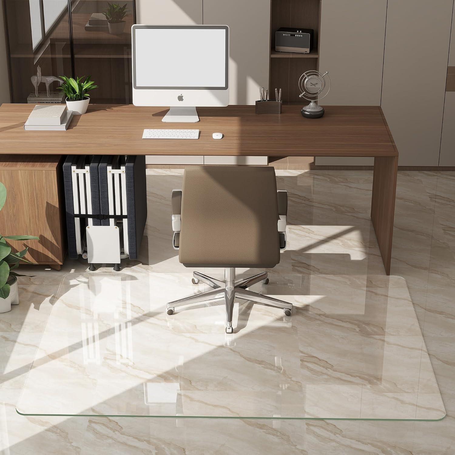 30" x 48" Tempered Glass -Glass Chair Mat, Heavy Duty Hard Floor Mat with Round Corner and Polished Edge, Office Chair Mat for Carpet Office Home Hardwood Floor Desk