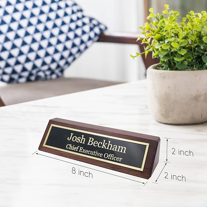 Business Wood Name Plate for Desk | Custom Desk Name Plate Personalized Gift - Image 2