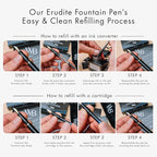 Wordsworth & Black Fountain Pen Set, 18K Gilded Medium Nib, Includes 24 Pack - Image 5