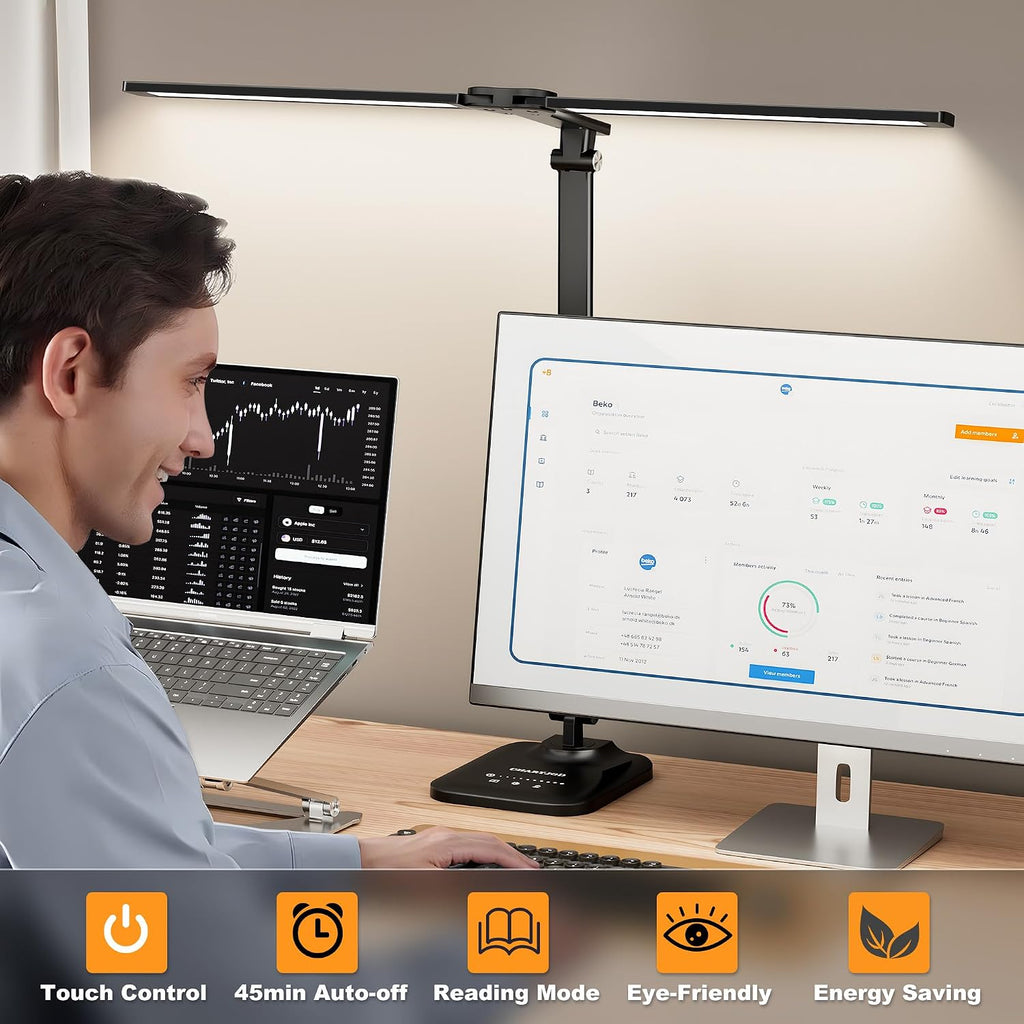charyjod led desk lamp for office home, height on a desk or shelf
