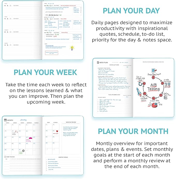 Wyze Planner Undated Daily Planner – 1-Year B5 Productivity Organizer - Image 4