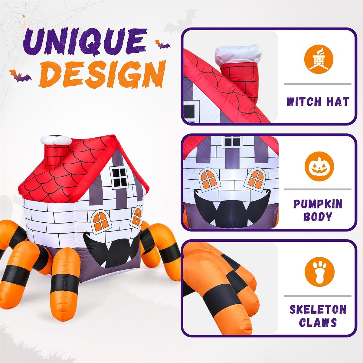 5FT Inflatable Halloween Decoration Outdoor, Blow Up Spider Yard LEDs Decor