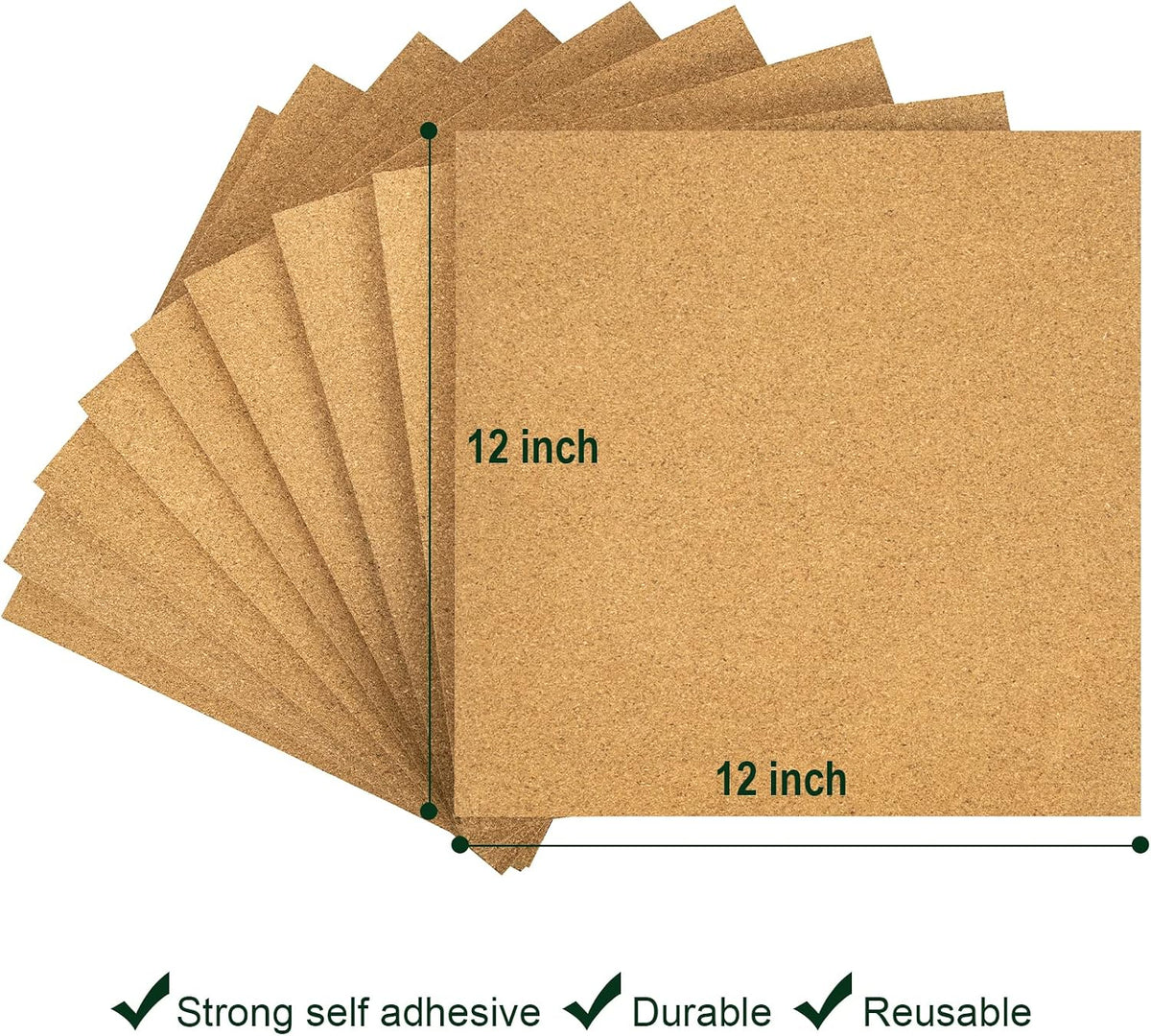 Cork Board Tiles 12"x12" - 1/2" Thick 10 Pack Cork Board Squar...