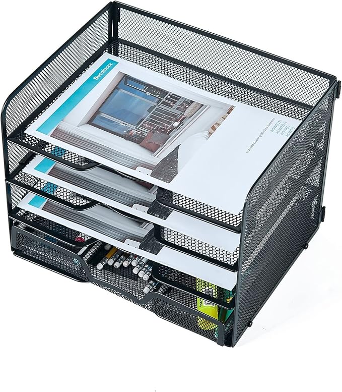 SETTFRFE 4 Tier Mesh Paper Letter Tray, Desk File Organizer - Image 7