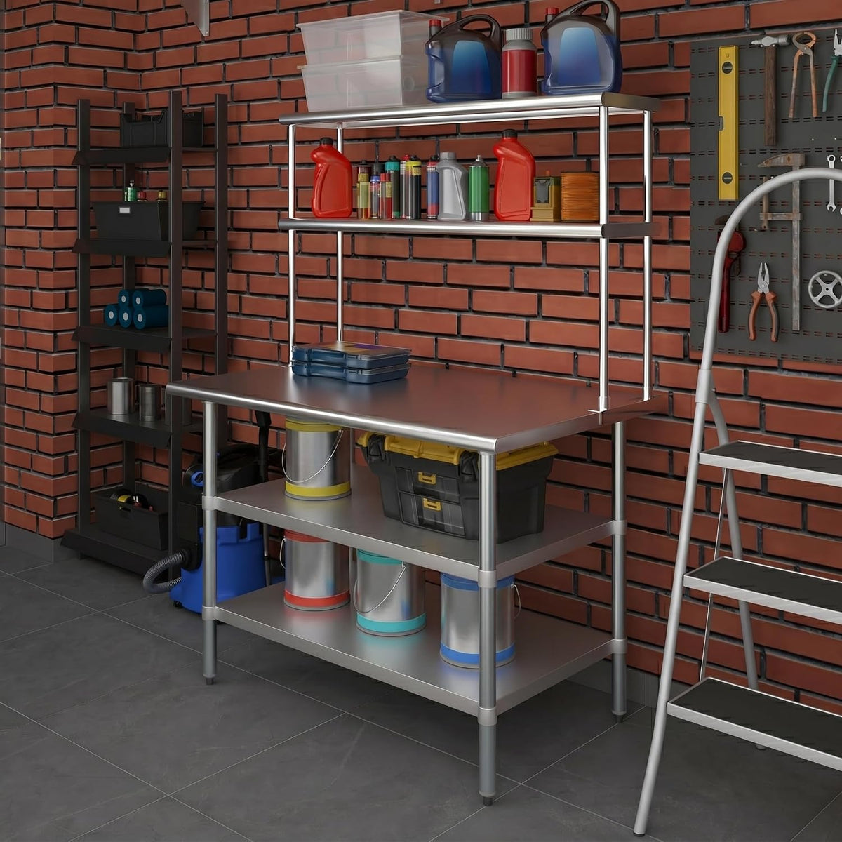 Amgood Stainless Steel Work Table with 2 Shelves | 30" x 48" Table ...