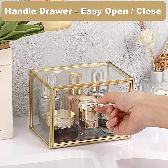 BTSKY Golden Glass Index Card Organizer Box, 3x5 Inch Index Cards Holder - Image 4