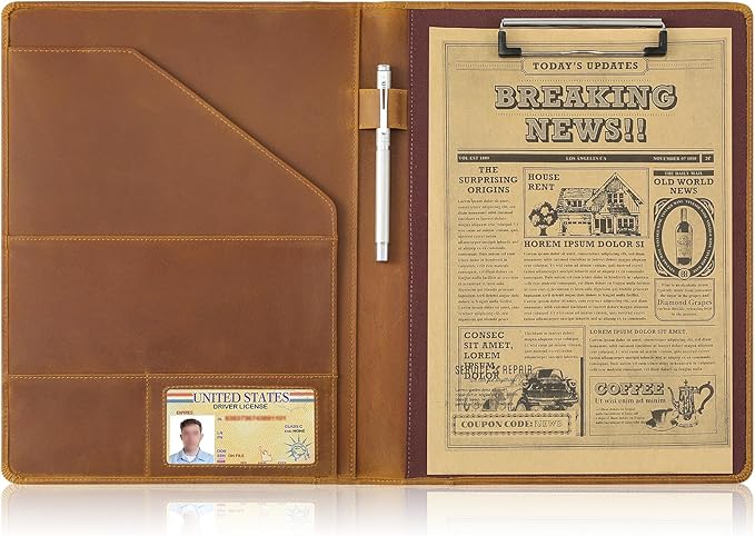 Jack&Chris Leather Portfolio, A4 Document Folder Legal Pad Padfolio, by JackChris