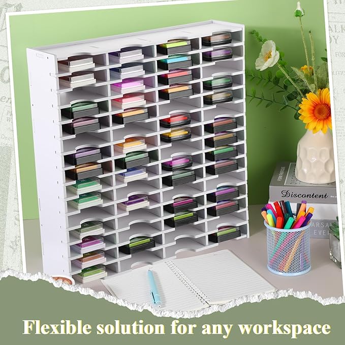 Sunnychicc 1 Pack 60 Grids Ink Pad Storage Holder Stamp Organizer, Ink Pad - Image 6