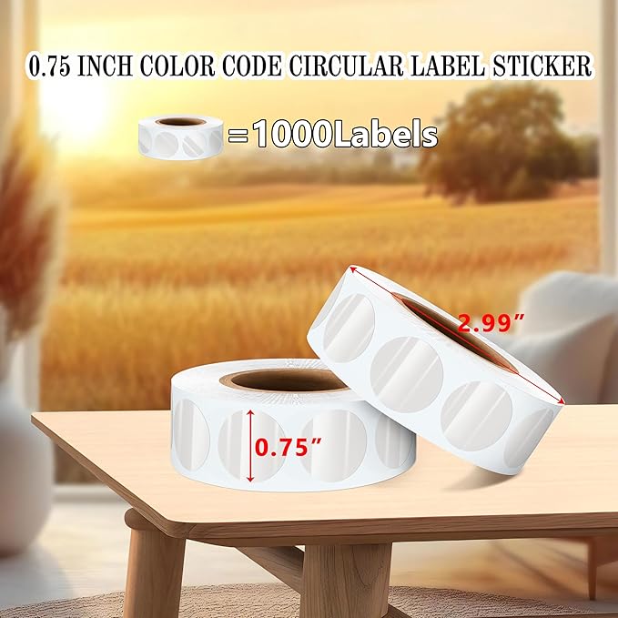 PARLAIM 3/4 Inch Roll Color Coding Labels, 1000 per Roll Round Permanent - Image 2