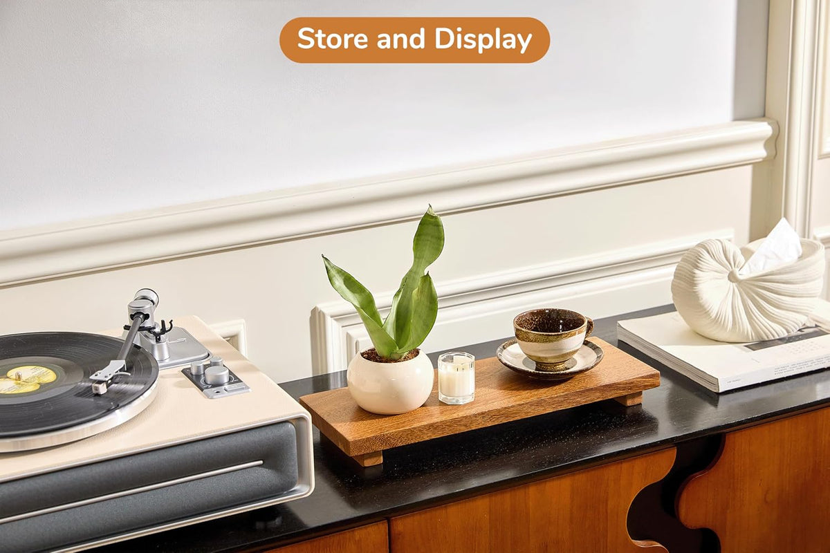 Narrow 17" Acacia Wood Riser Pedestal Stand for Kitchen Counter