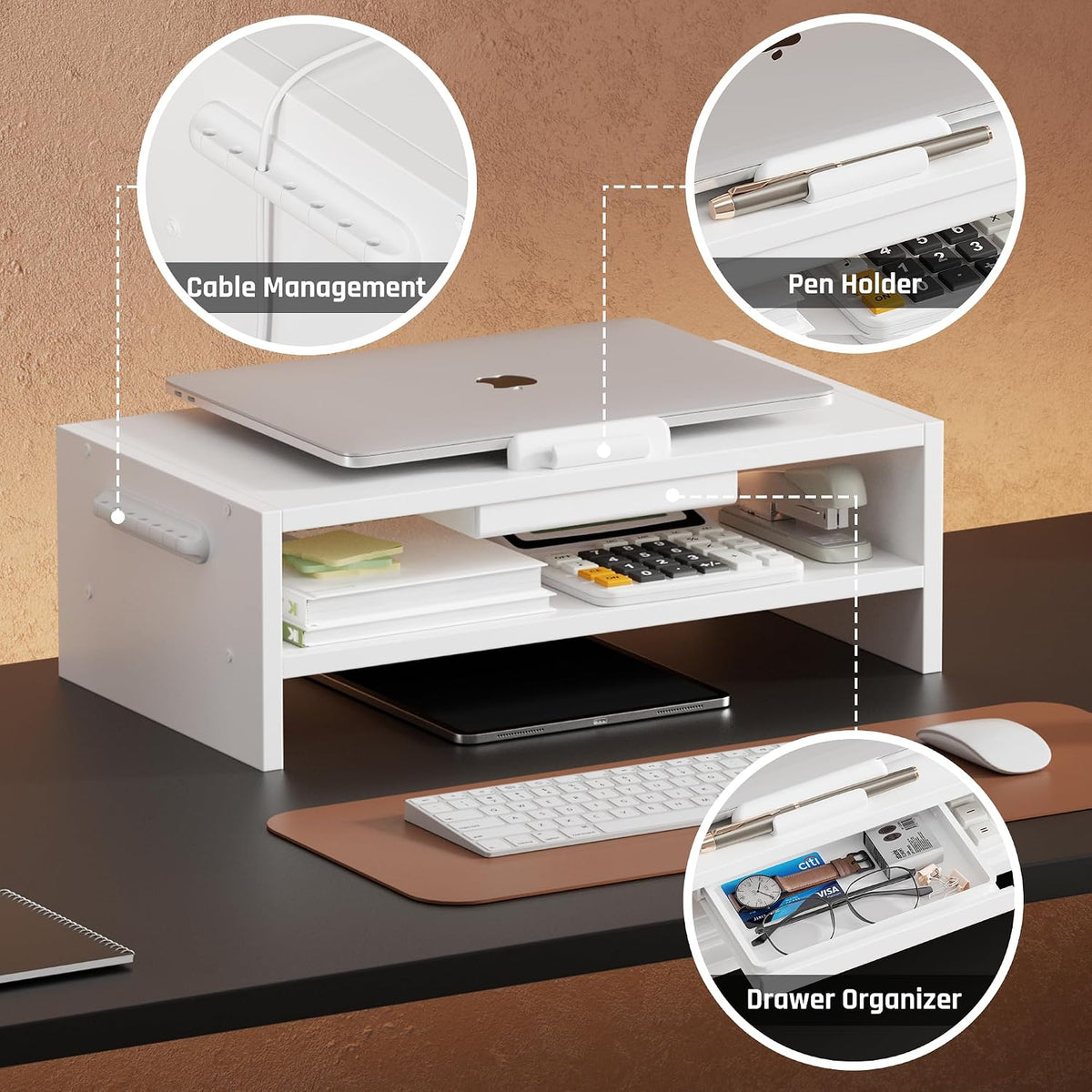 AFOOYO Adjustable Wood Laptop Stand, Ergonomic Height Angles Computer Holder ...