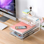 EXPUTRAN Stackable Clear Acrylic Paper Trays, Desk File Organizer, A4 Paper - Image 2