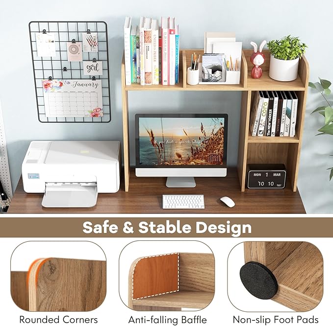 Tangkula Desktop Bookshelf, Countertop Storage Hutch - Image 7