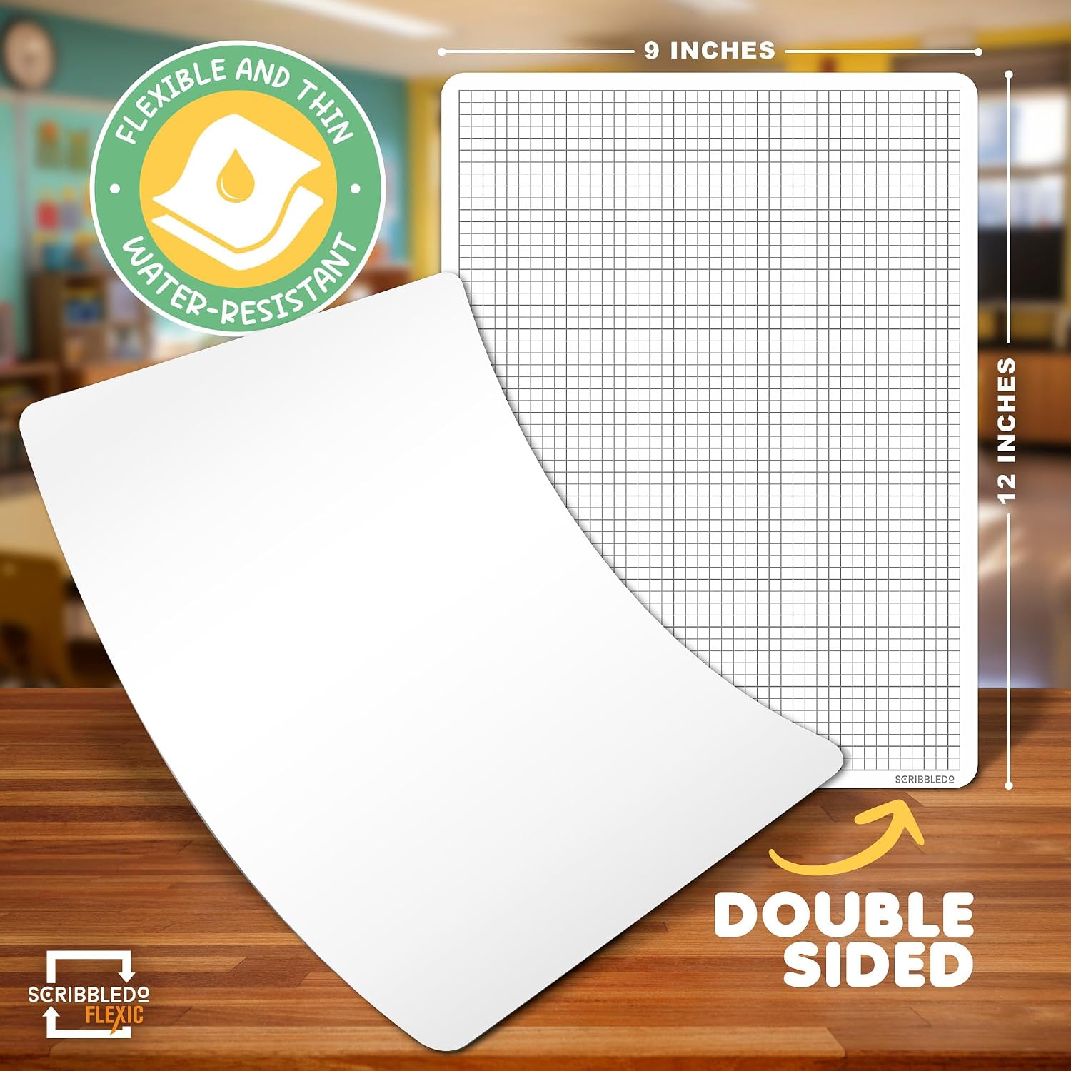 SCRIBBLEDO Small Grid Dry Erase Sheets 9”x12” Math Practice Small White Board Sheets Math Manipulatives Quad Graph Whiteboard Sheets Math Supplies Homeschool Teacher Students Classroom Pack of 10