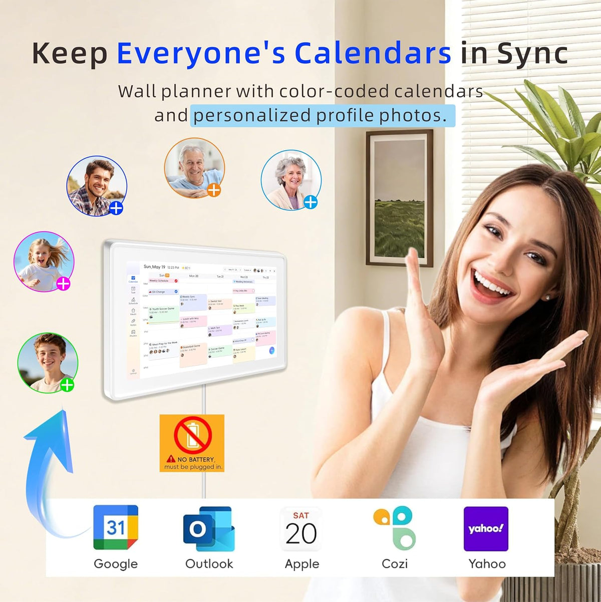 15.6 Inch Digital Family Calendar, All-in-One Smart Organizer with Photo Fram...