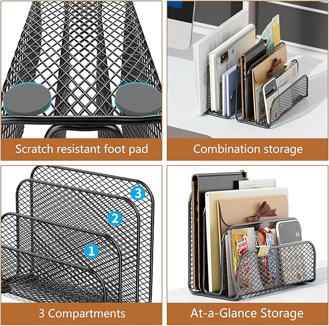 gianotter Mail Organizer Countertop, Metal File Holder - Image 4