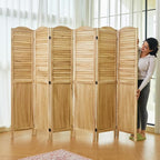 Room Dividers, 5.75Ft Individual Privacy Screens Foldable Wooden Louver & MDF by Svimi