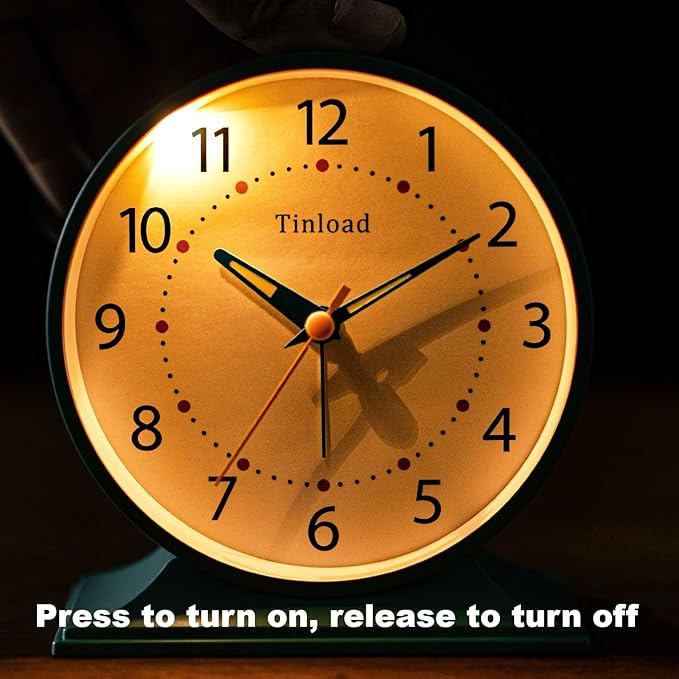 Tinload 4.5" Antique Retro Analog Alarm Clock, Small Silent Bedside Desk Clock - Image 6