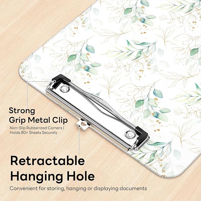 Luminzo Plastic Cute Clipboard Low-Profile Metal Clip, A4 Letter Size 9 x 12.5 - Image 4