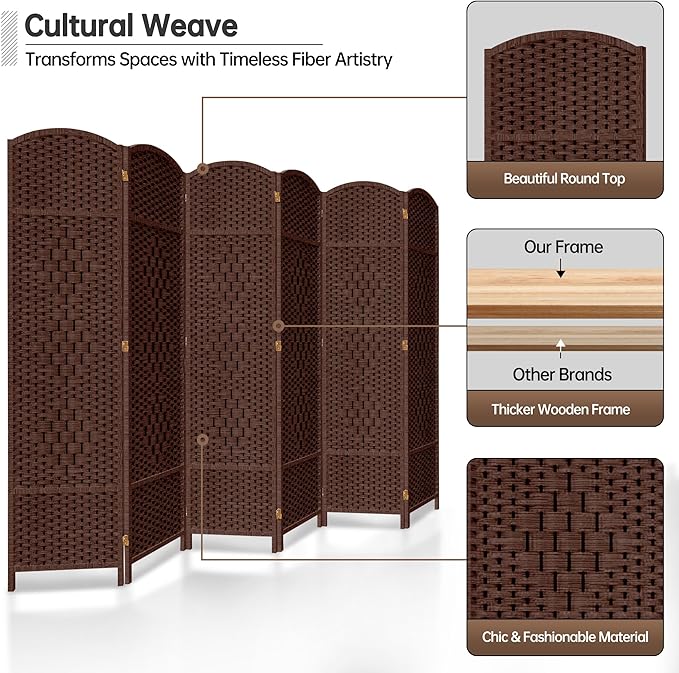 DURASPACE 6 Panel Room Divider, 6ft Tall Folding Privacy Screen, 19.5" Wide - Image 5