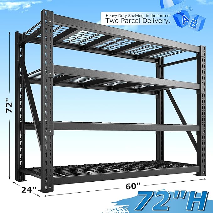 Bepatio 11000LBS Industrial Garage Shelving Heavy Duty, 4-Tier Adjustable - Image 3