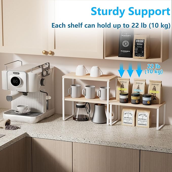 Golener Countertop Organizer Corner Shelf, 2-Tier Adjustable Stackable Corner - Image 4