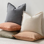 Foindtower Set of 2 Decorative Linen Fringe Throw Pillow Covers Boho Farmhouse - Image 5