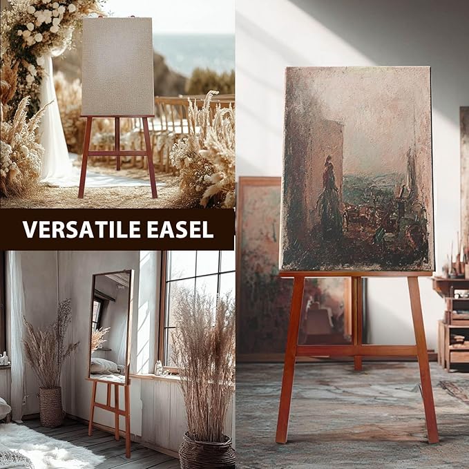 Stuelloaf Large A-Frame Wooden Painting Display Walnut Easel, Large Adjustable - Image 3