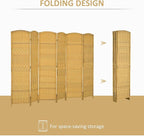HOMCOM 6 Panel Room Divider, Hand-Woven Freestanding Wall Partition - Image 3